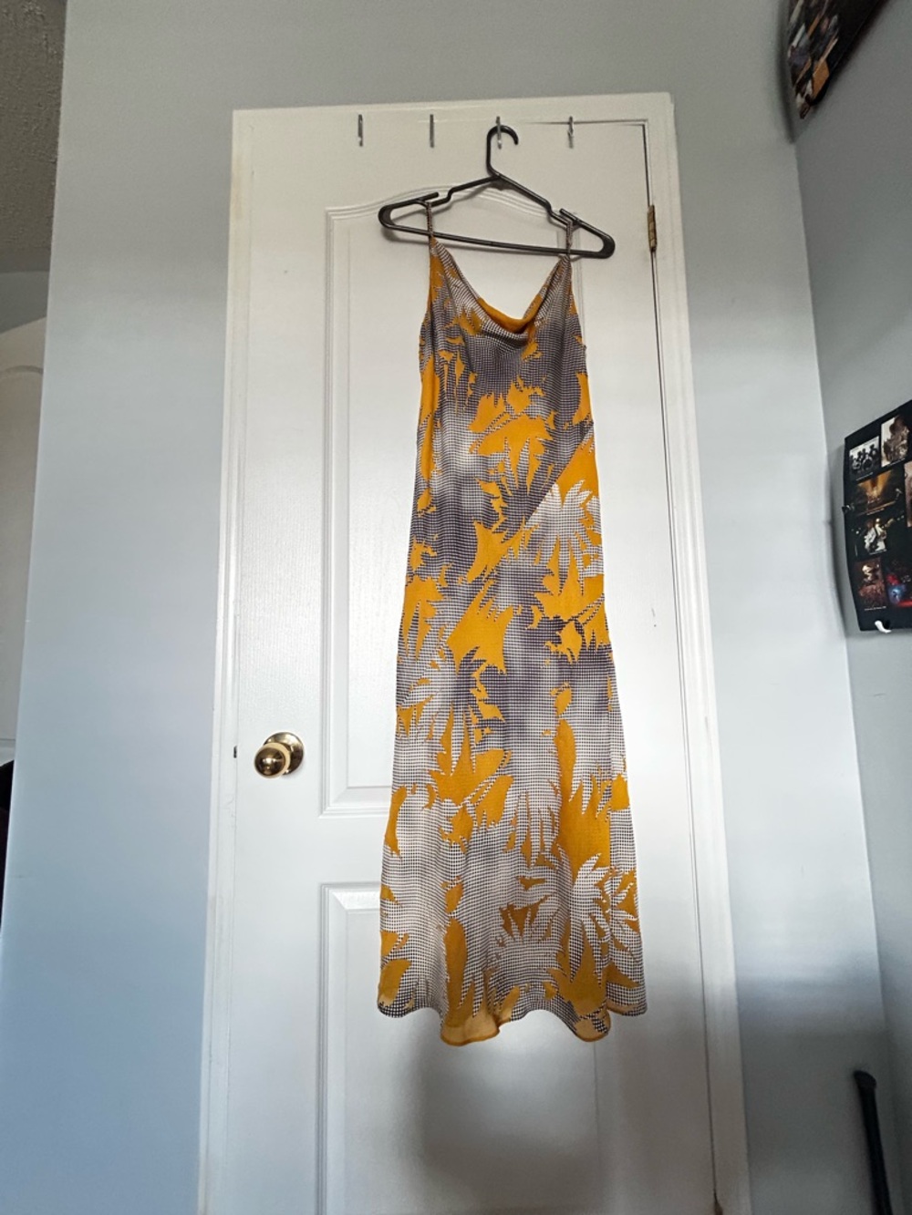 Babaton Yellow Floral Backless Slip Dress
